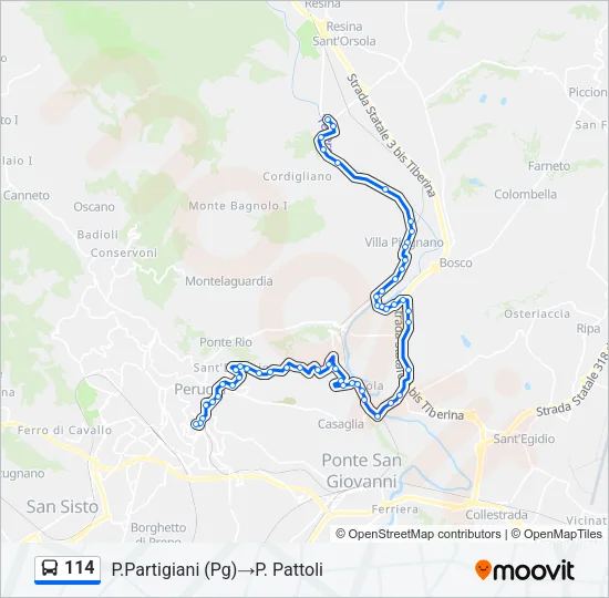114 Bus Line Map