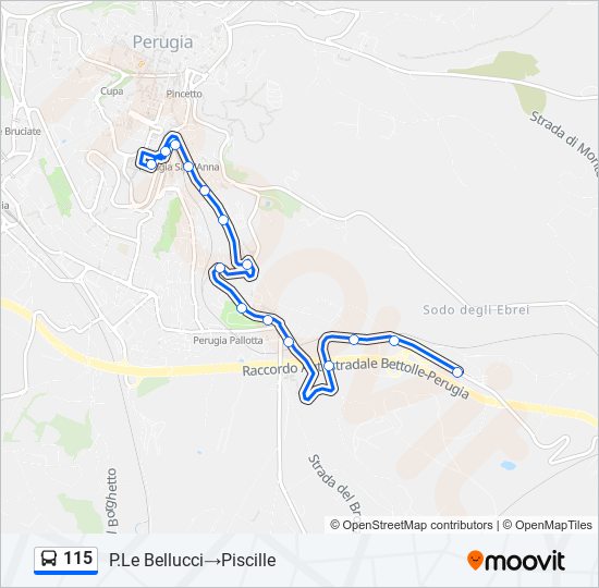 115 bus Line Map