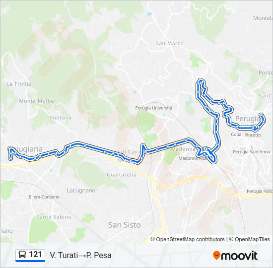 121 Bus Line Map