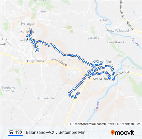 Percorso linea bus 193