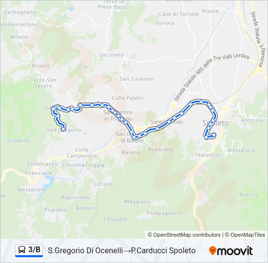 3/B Bus Line Map