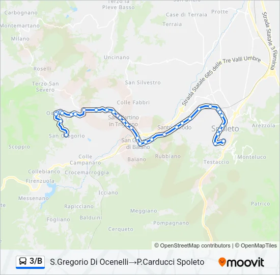 3/B Bus Line Map