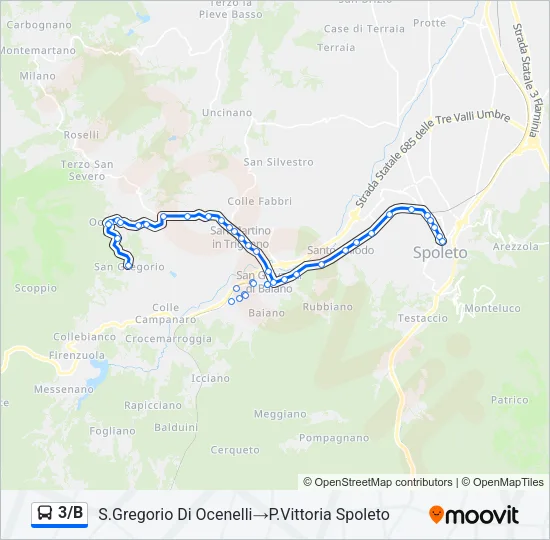 3/B Bus Line Map