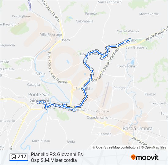 Z17 bus Line Map