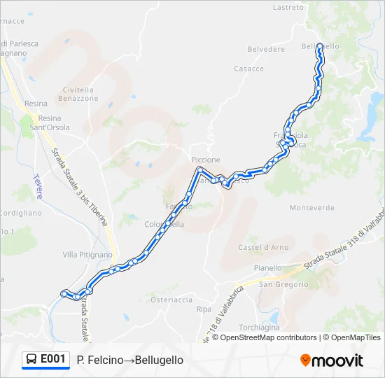 E001 Bus Line Map