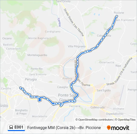 E001 Bus Line Map