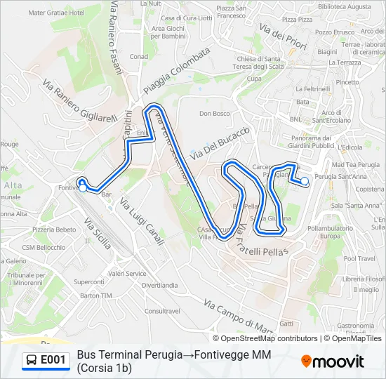 E001 Bus Line Map