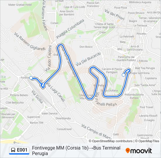 E001 Bus Line Map