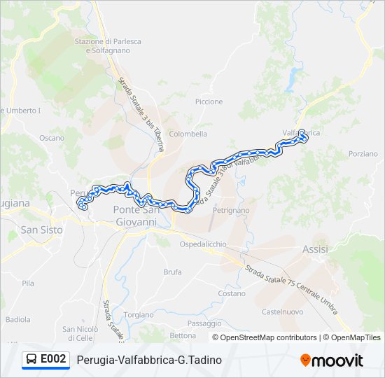 Percorso linea bus E002