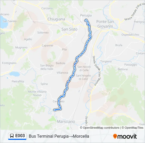 Percorso linea bus E003