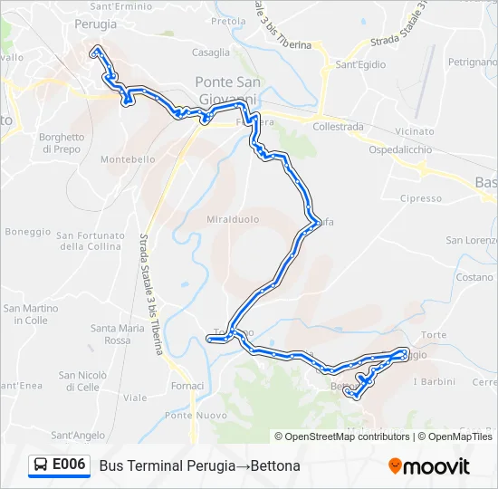 Percorso linea bus E006