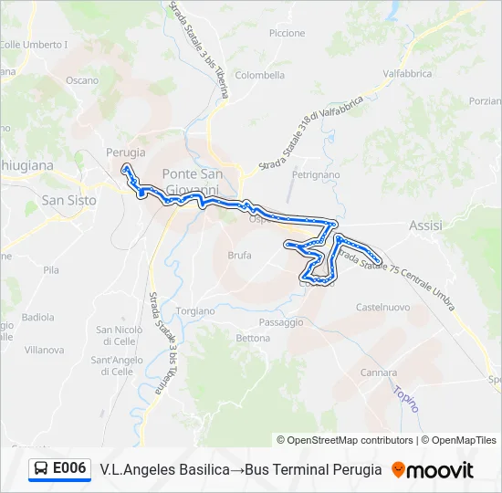 Percorso linea bus E006