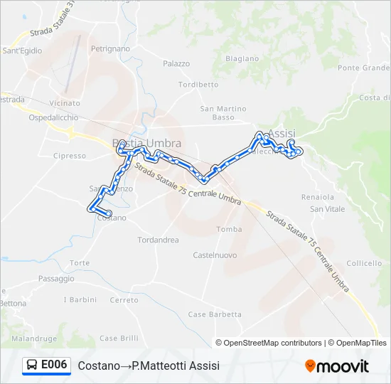 Percorso linea bus E006