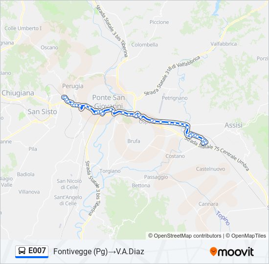 E007 bus Line Map
