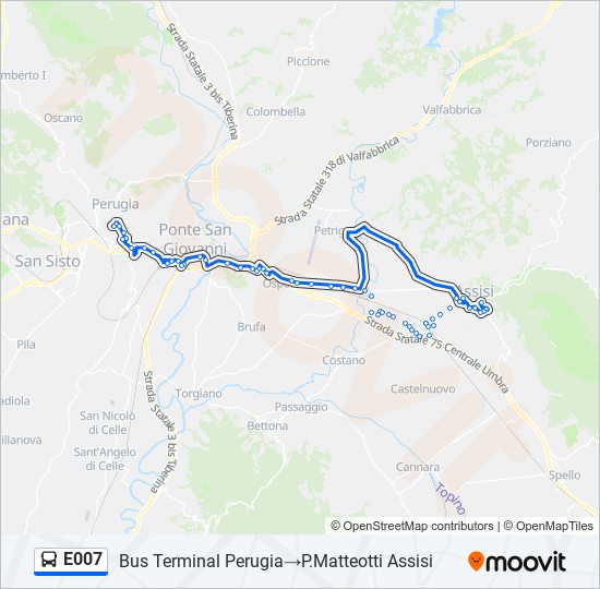 E007 bus Line Map