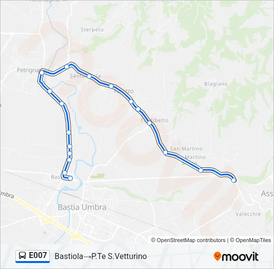 E007 Bus Line Map