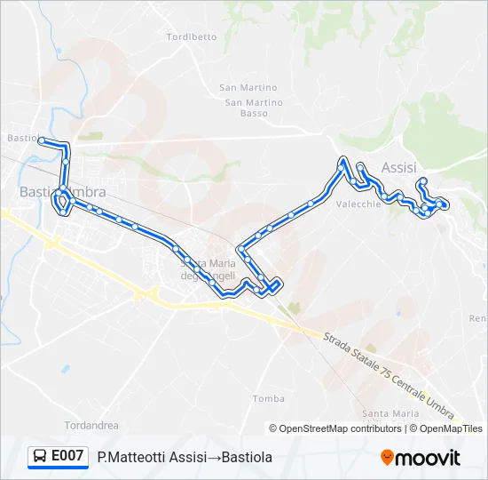 E007 Bus Line Map
