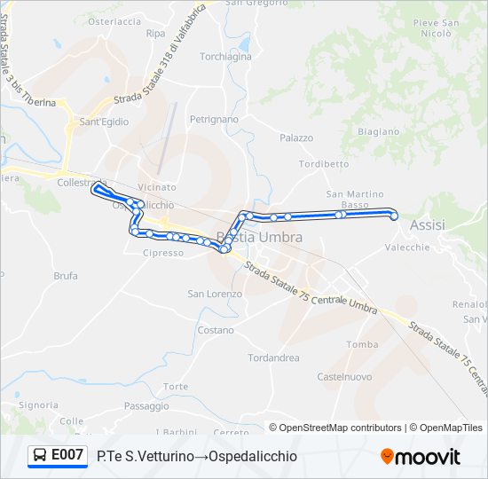 E007 bus Line Map