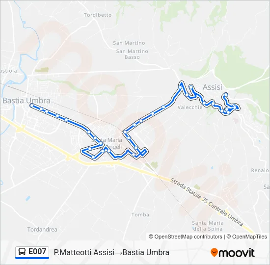 Percorso linea bus E007
