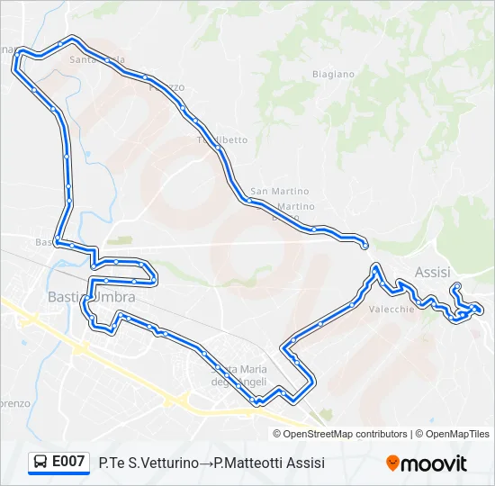 E007 Bus Line Map