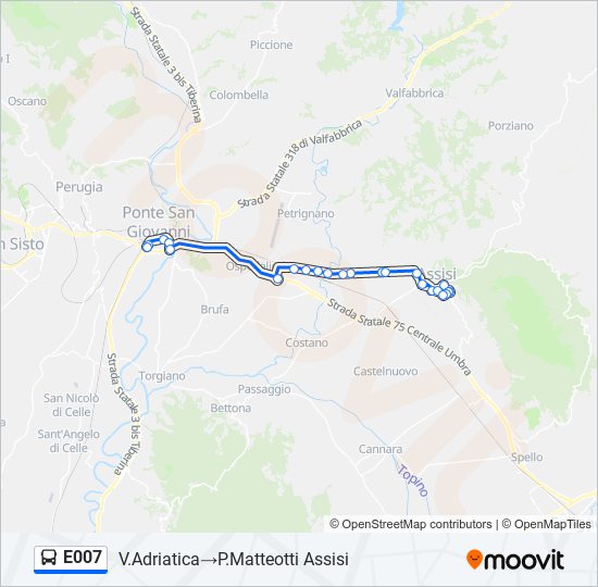 E007 bus Line Map