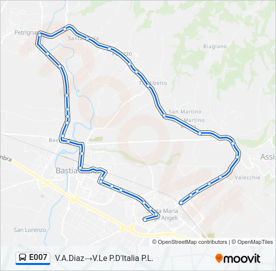E007 Bus Line Map