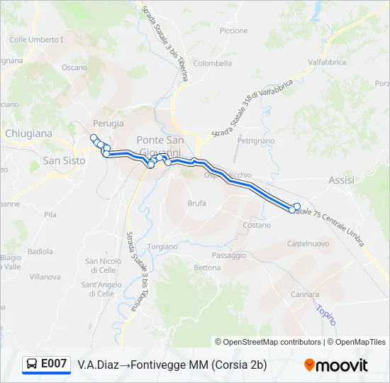 E007 Bus Line Map