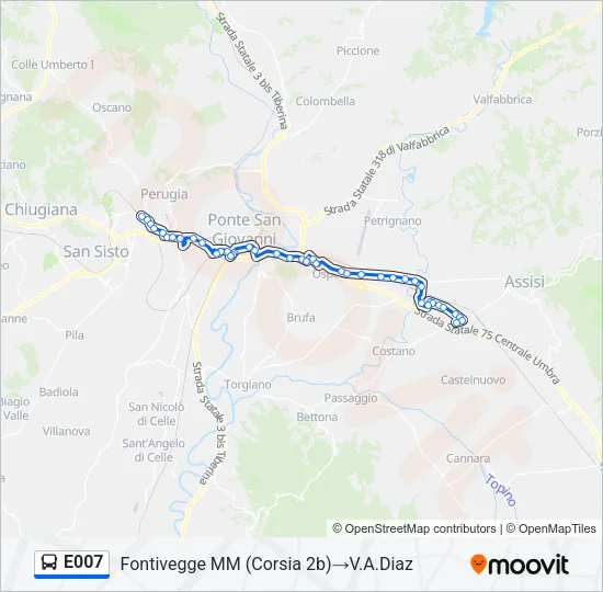 E007 Bus Line Map