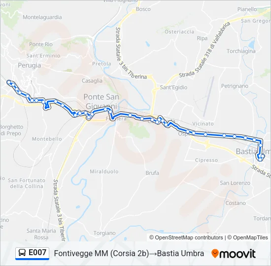 E007 Bus Line Map