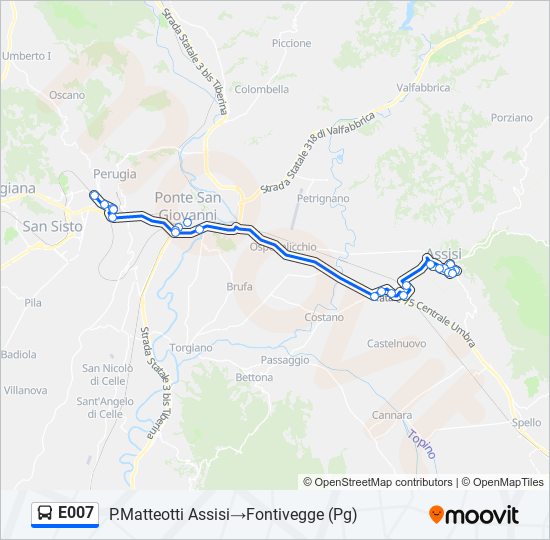 E007 bus Line Map