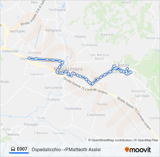 E007 bus Line Map