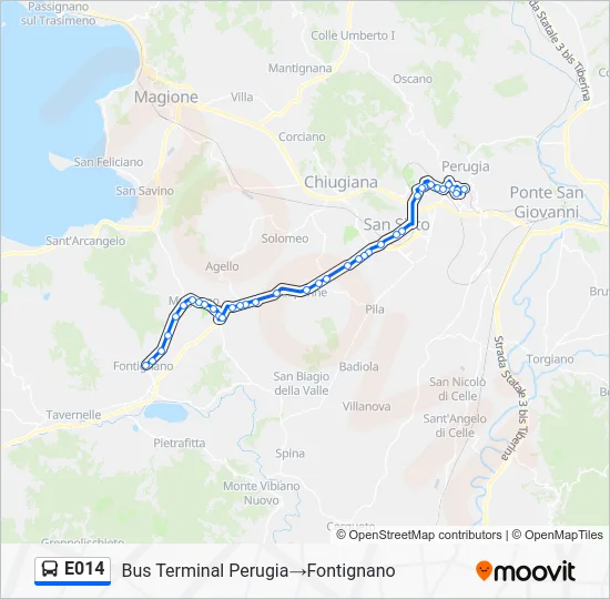 Percorso linea bus E014