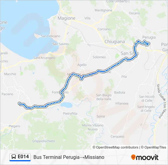 Percorso linea bus E014