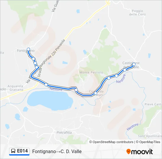 Percorso linea bus E014