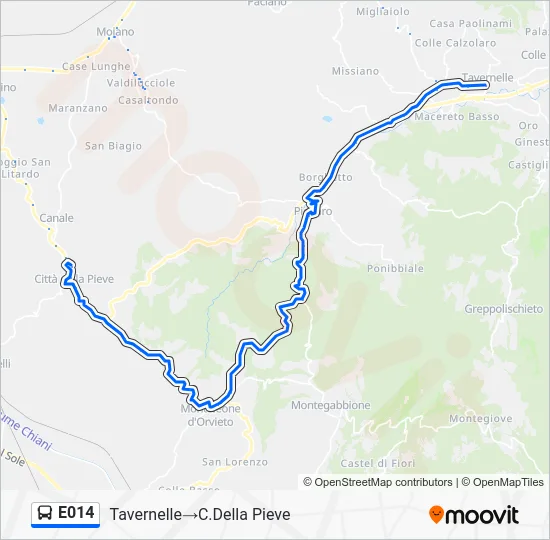 Percorso linea bus E014