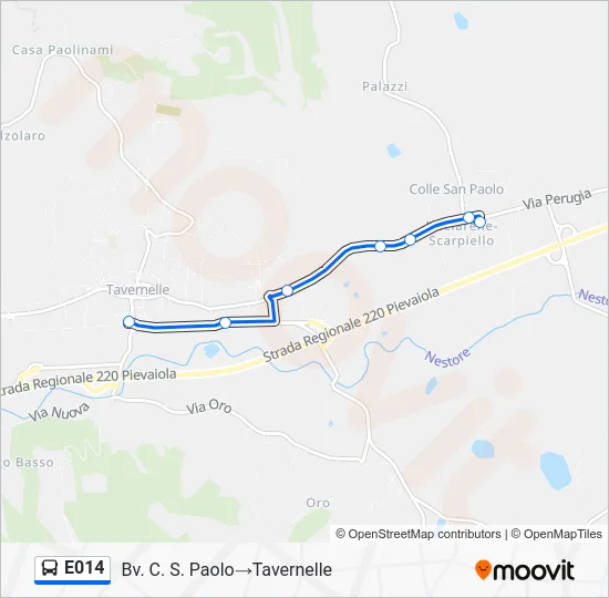 Percorso linea bus E014