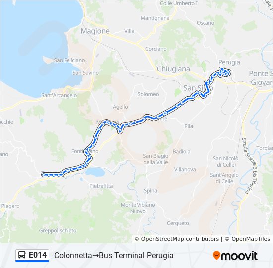 Percorso linea bus E014