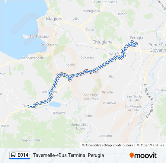 Percorso linea bus E014