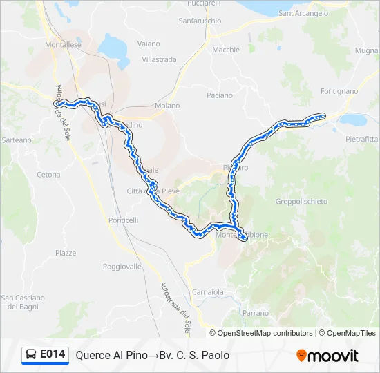 Percorso linea bus E014