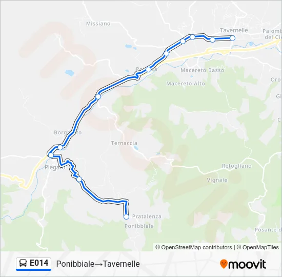 Percorso linea bus E014