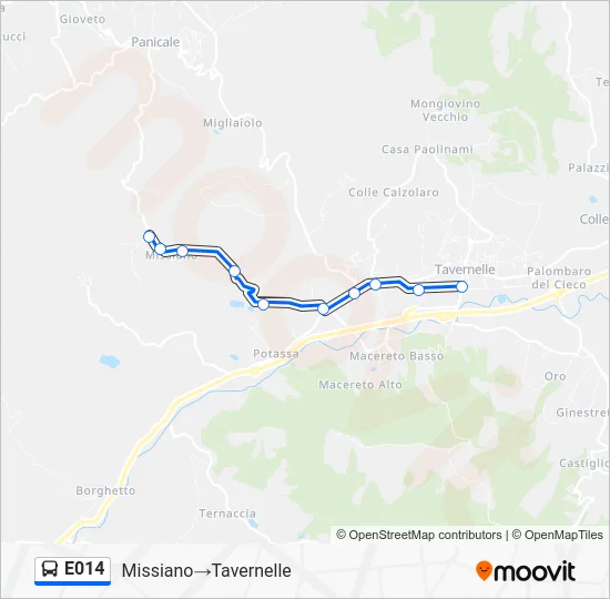 Percorso linea bus E014
