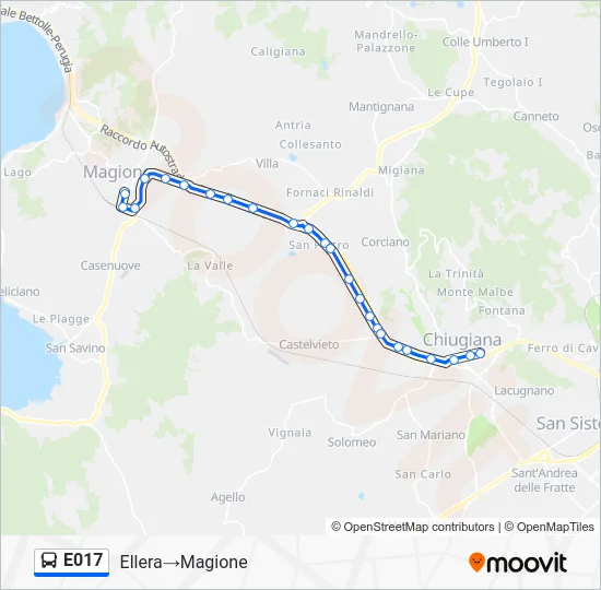 Percorso linea bus E017