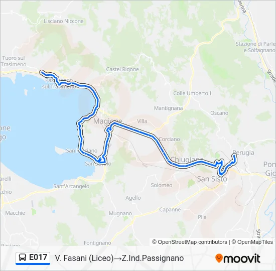 Percorso linea bus E017