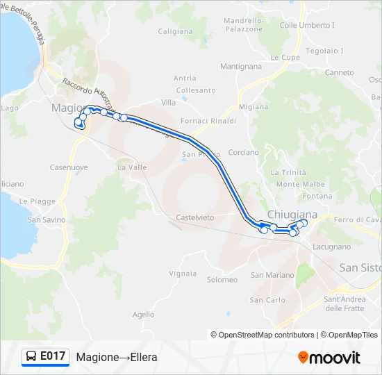 Percorso linea bus E017