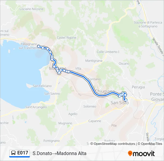 Percorso linea bus E017