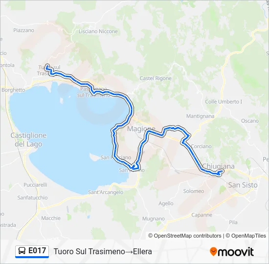 Percorso linea bus E017
