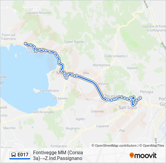 Percorso linea bus E017