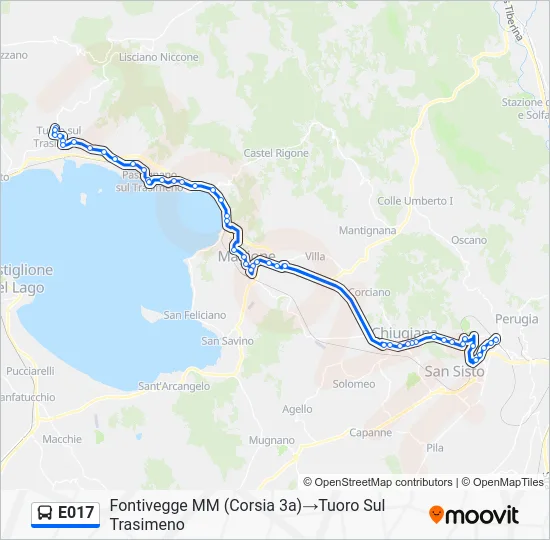 Percorso linea bus E017