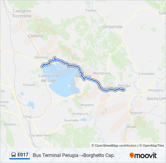 Linea orari fermate e mappe Bus Terminal Perugia Borghetto