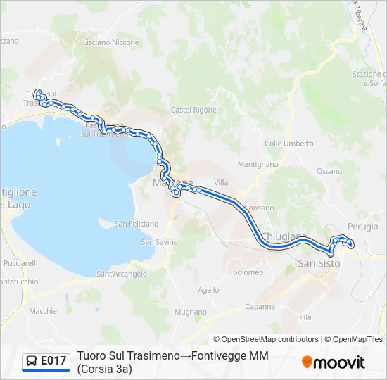 Percorso linea bus E017